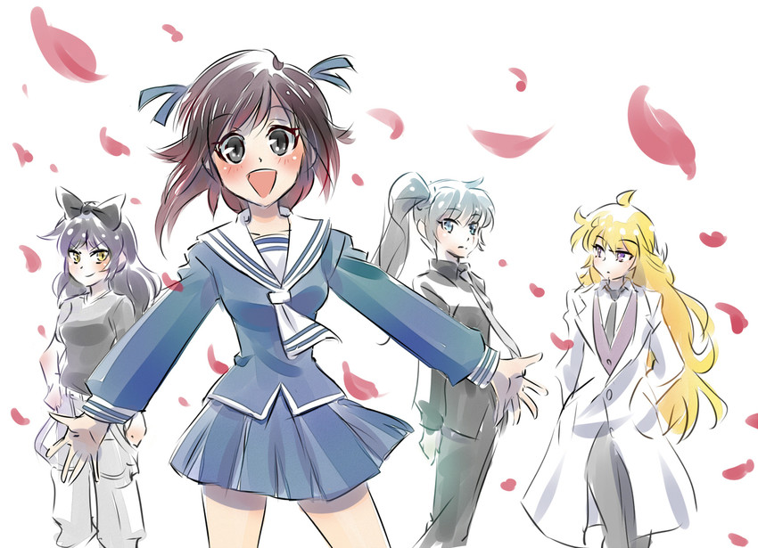 ruby rose, weiss schnee, yang xiao long, blake belladonna, honda tohru, and 3 more (rwby and 1 more) drawn by iesupa
