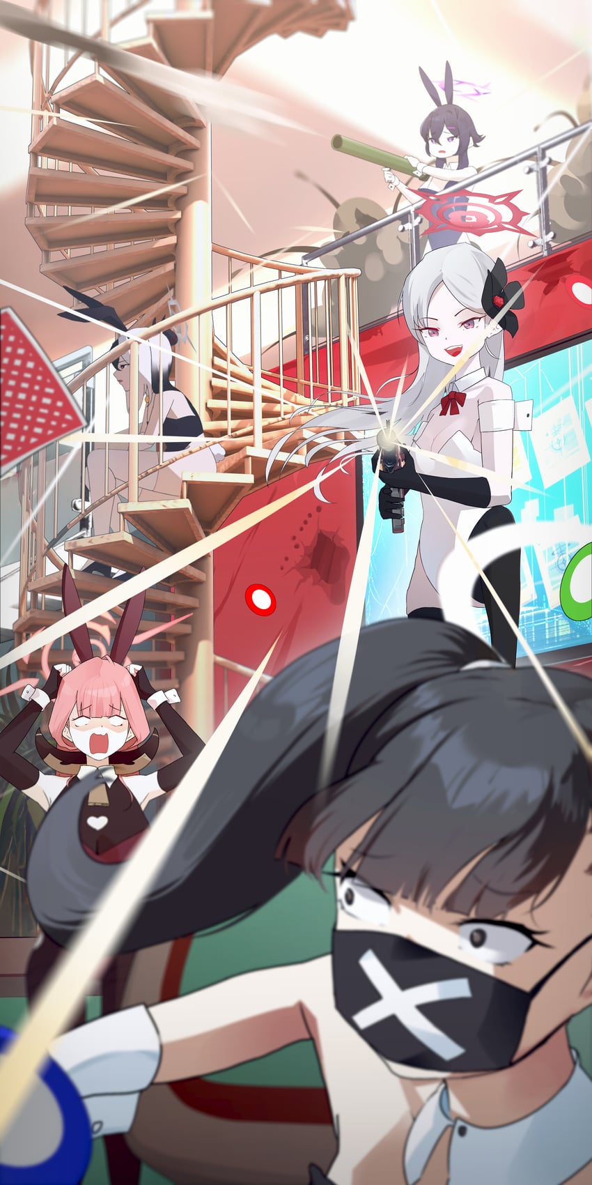 kayoko, aru, mutsuki, haruka, and sukeban (blue archive) drawn by ryeon_(naturesan)