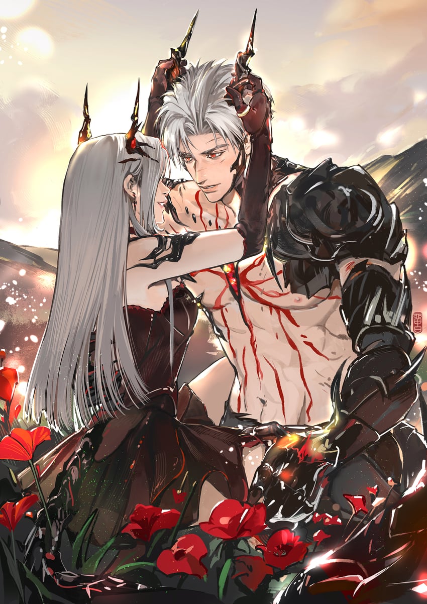 protagonist and sylus (love and deepspace) drawn by liubai_615