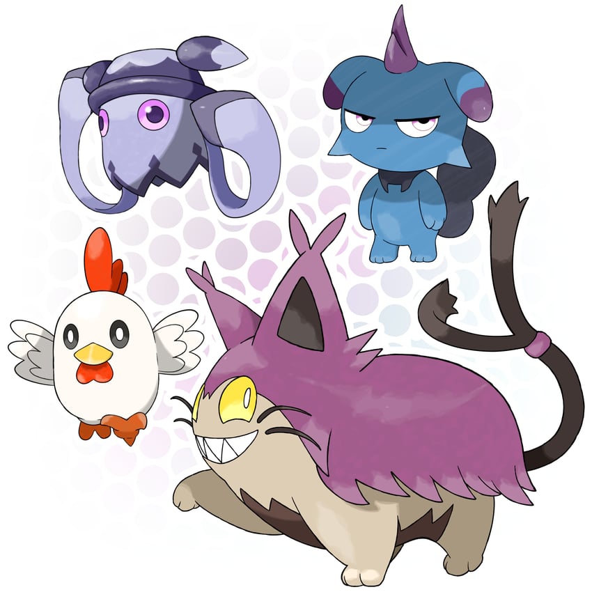 depresso, chikipi, grintale, and killamari (palworld) drawn by madzygardecore