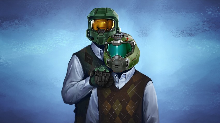 doomguy and master chief (halo and 4 more)