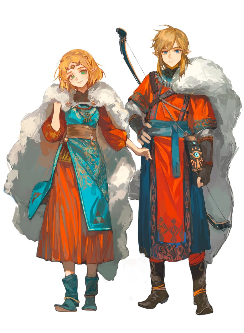 link and princess zelda (the legend of zelda and 1 more) drawn by tanxianjia_xiaomao
