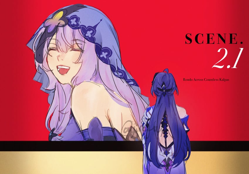 acheron and black swan (honkai and 1 more) drawn by jiroful