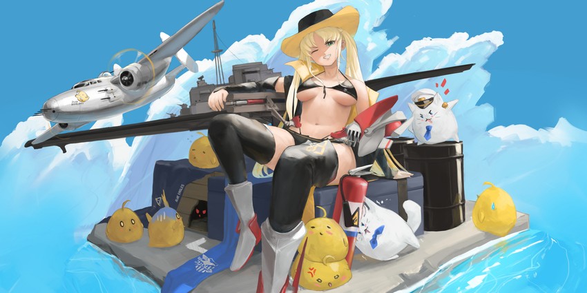 manjuu, meowfficer, and hornet (azur lane) drawn by leo_higa