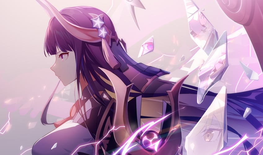 lumine, raiden shogun, and paimon (genshin impact) drawn by wawako_mama