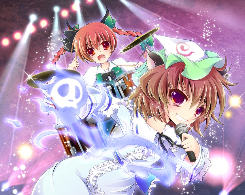 konpaku youmu, saigyouji yuyuko, kaenbyou rin, and chen (touhou) drawn by enjoy_mix