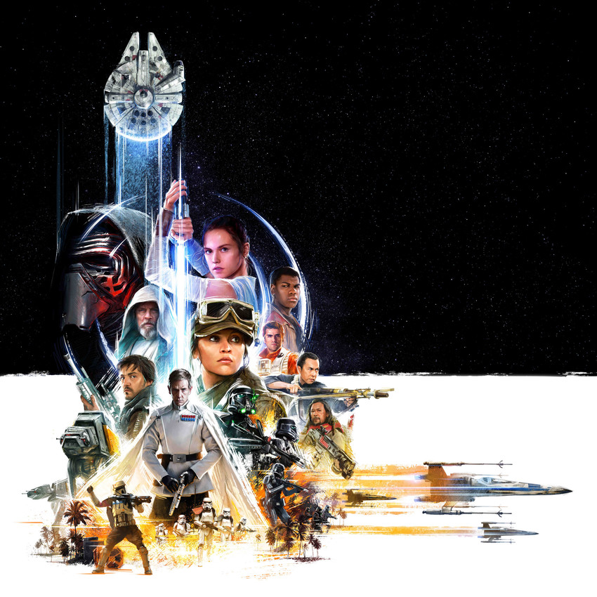 luke skywalker, rey, kylo ren, finn, poe dameron, and 5 more (star wars and 2 more)