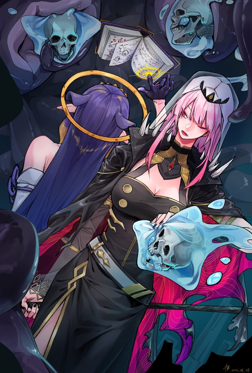 mori calliope, ninomae ina'nis, and ao-chan (hololive and 1 more) drawn by guiyu_(nocaudal)