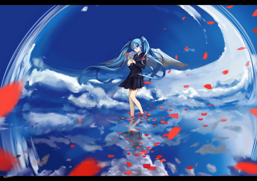 hatsune miku (vocaloid and 1 more) drawn by lightofheaven