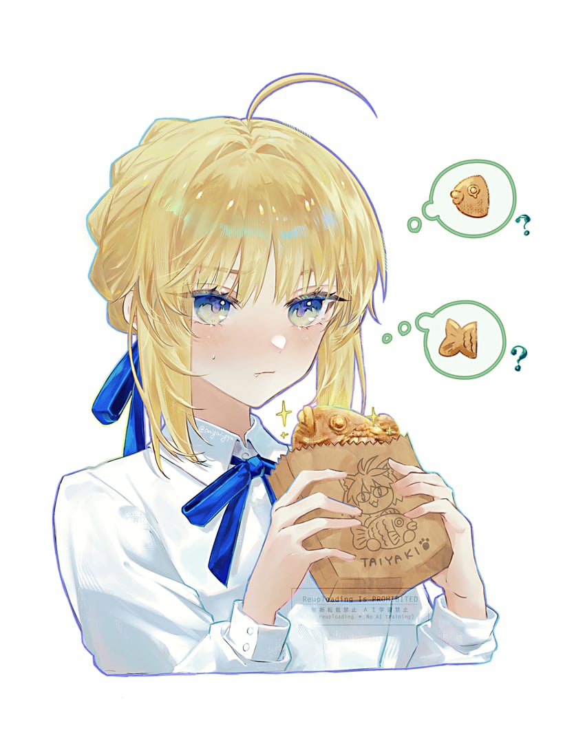 artoria pendragon, saber, and neco-arc (fate and 2 more) drawn by nigiri