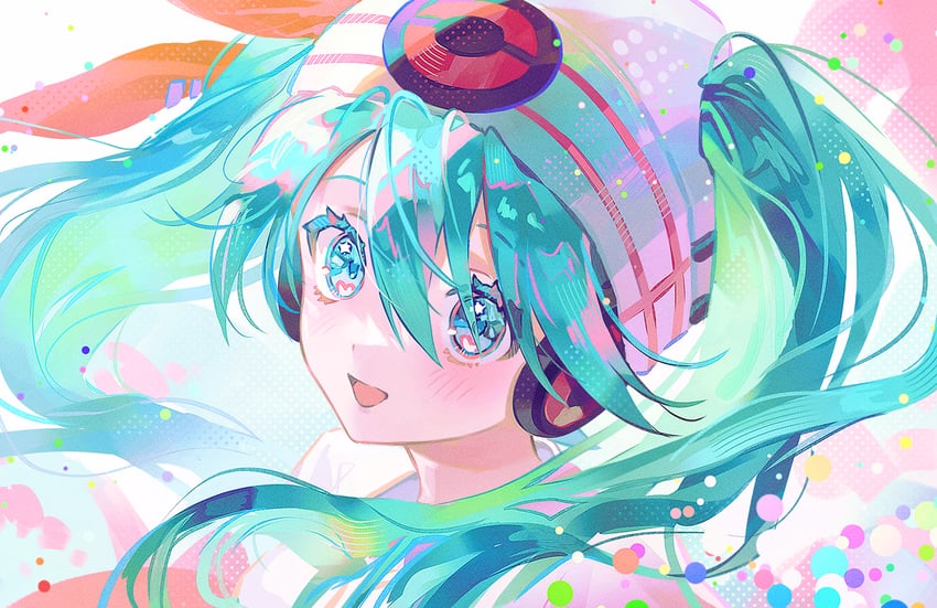 hatsune miku and psychic miku (pokemon and 2 more) drawn by fymrie