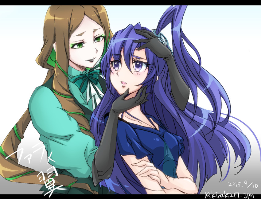 kazanari tsubasa and phara suyuf (senki zesshou symphogear) drawn by kiraki
