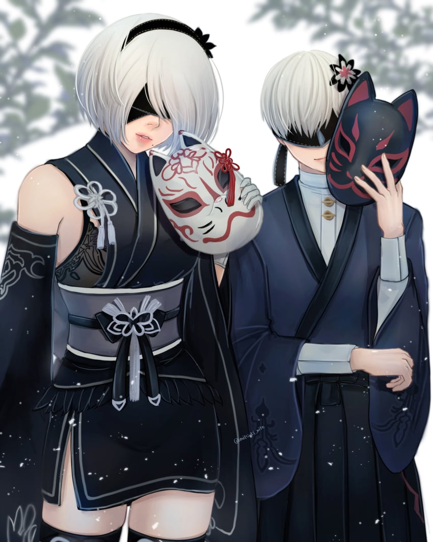2b and 9s (nier and 2 more) drawn by mitsuki_nite