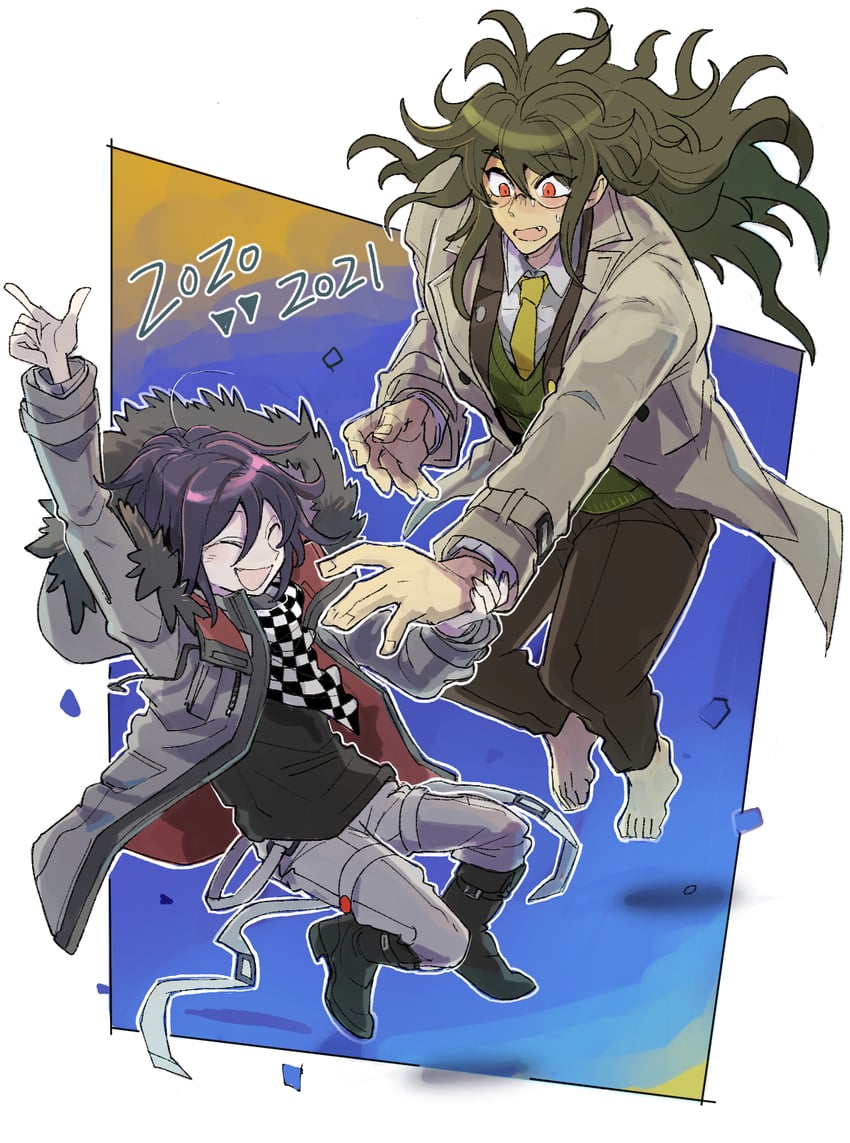 oma kokichi and gokuhara gonta (danganronpa and 1 more) drawn by kumakoro_(tetsupag)