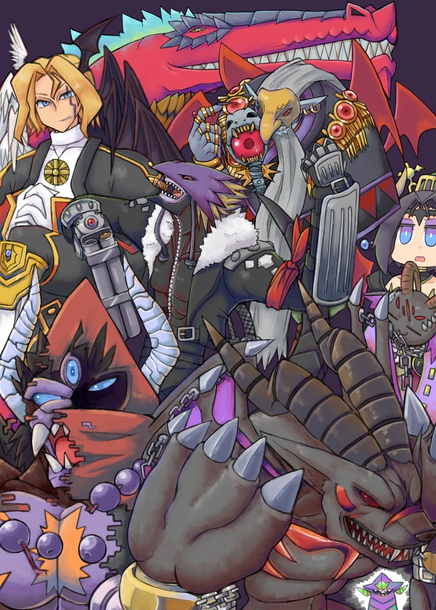 beelzebumon, lilithmon, lucemon falldown mode, belphemon, leviamon, and 4 more (digimon) drawn by raito_(itoraito)