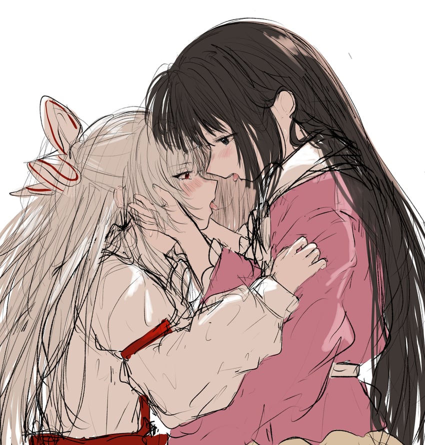 fujiwara no mokou and houraisan kaguya (touhou) drawn by nagi_(dfgd8473)