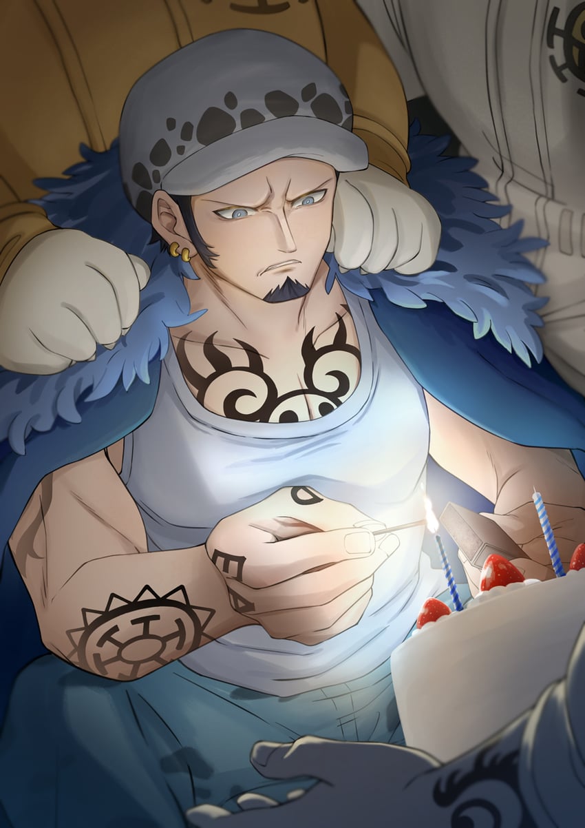 trafalgar law and bepo (one piece) drawn by araki_moeka