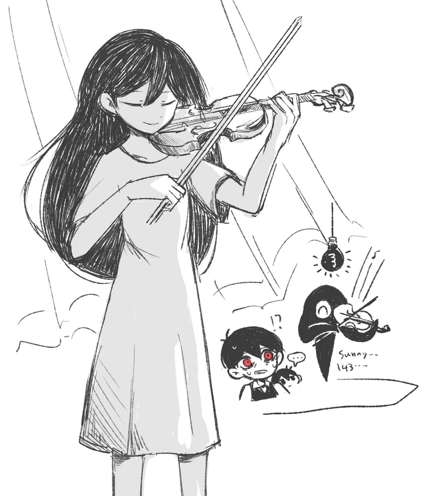 sunny, omori, mari, and something (omori) drawn by kireso_majide
