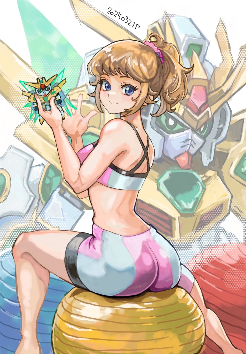 hoshino fumina and winning gundam (gundam and 2 more) drawn by okrdisk2000