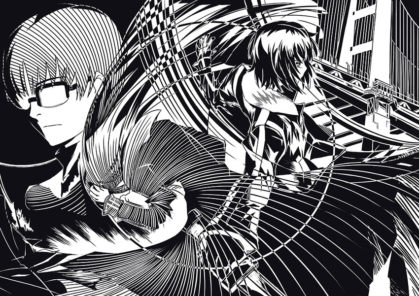 ryougi shiki, asagami fujino, and kokutou mikiya (kara no kyoukai) drawn by todee