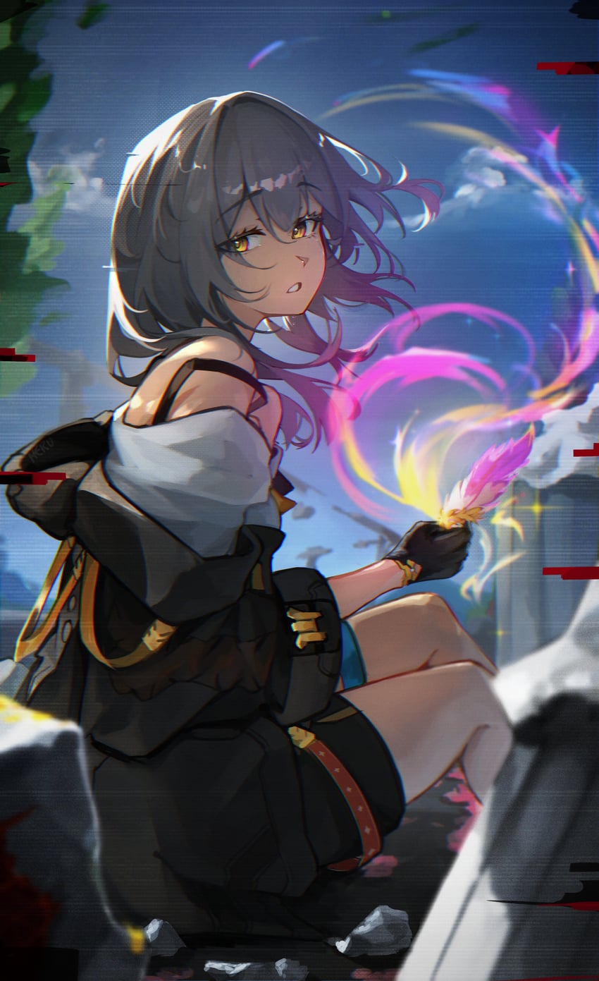 trailblazer and stelle (honkai and 1 more) drawn by m3ru