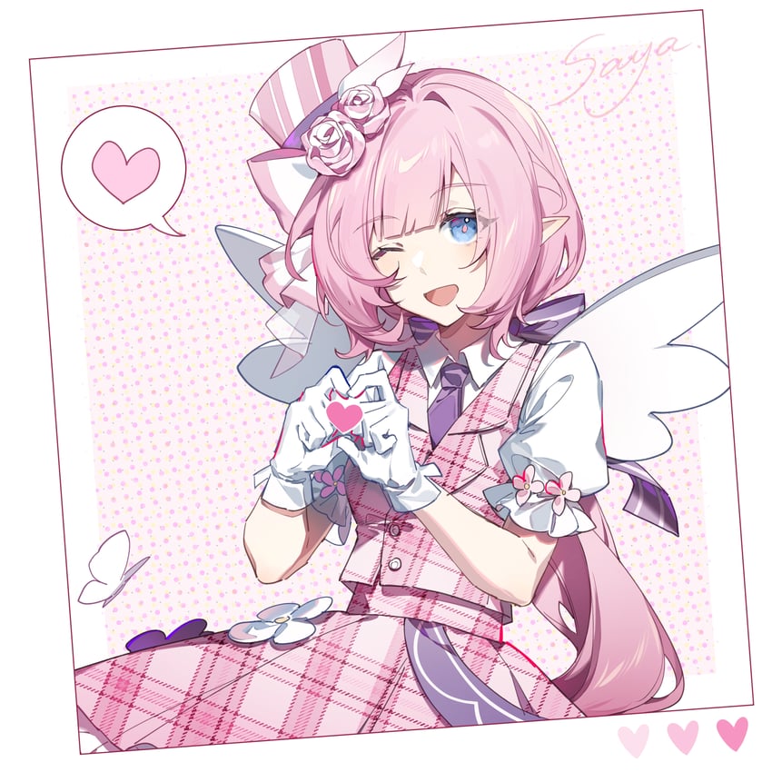 elysia (honkai and 1 more) drawn by saya_atang