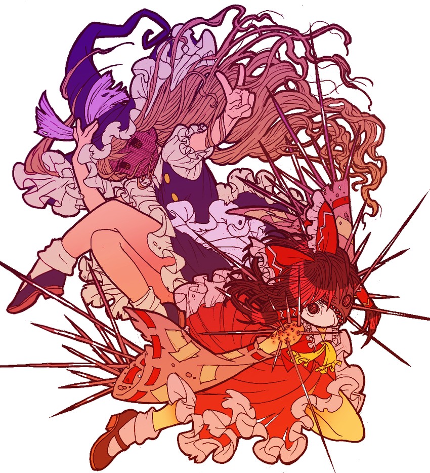 hakurei reimu, kirisame marisa, variant marisa, and variant reimu (touhou and 1 more) drawn by asparrowthanasnail-oji