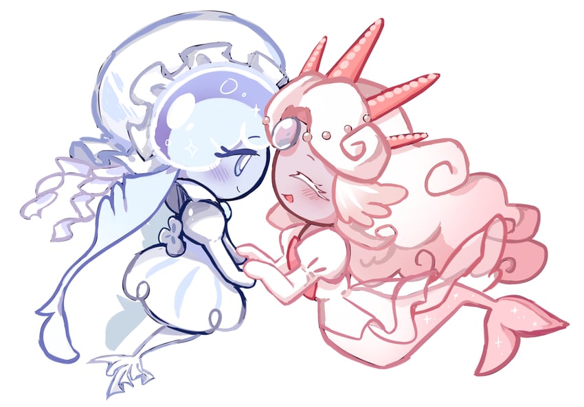 black pearl cookie, white pearl cookie, and frilled jellyfish cookie (cookie run and 1 more) drawn by gimt5n