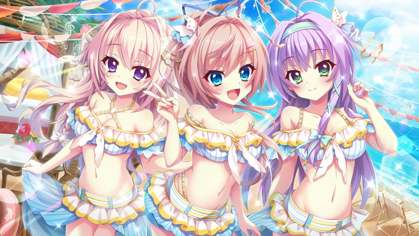 shiratori amaha, himura nagisa, and hokaze kanade (re:stage!) drawn by izumi_tsubasu