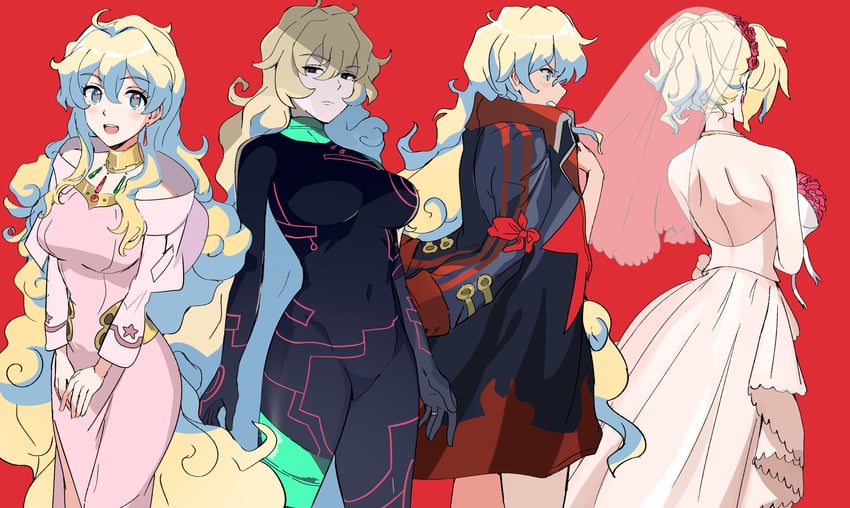 nia teppelin and antispiral nia (tengen toppa gurren lagann) drawn by ormille