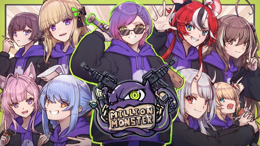 usada pekora, nanashi mumei, tokoyami towa, hakos baelz, nakiri ayame, and 4 more (hololive and 3 more) drawn by bbyau_(yoyosobadgril)