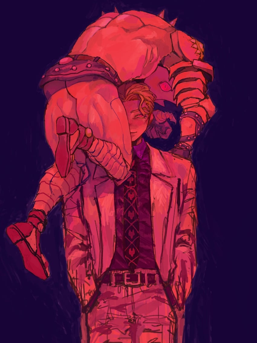 kira yoshikage and killer queen (jojo no kimyou na bouken and 1 more) drawn by user_xjny2857