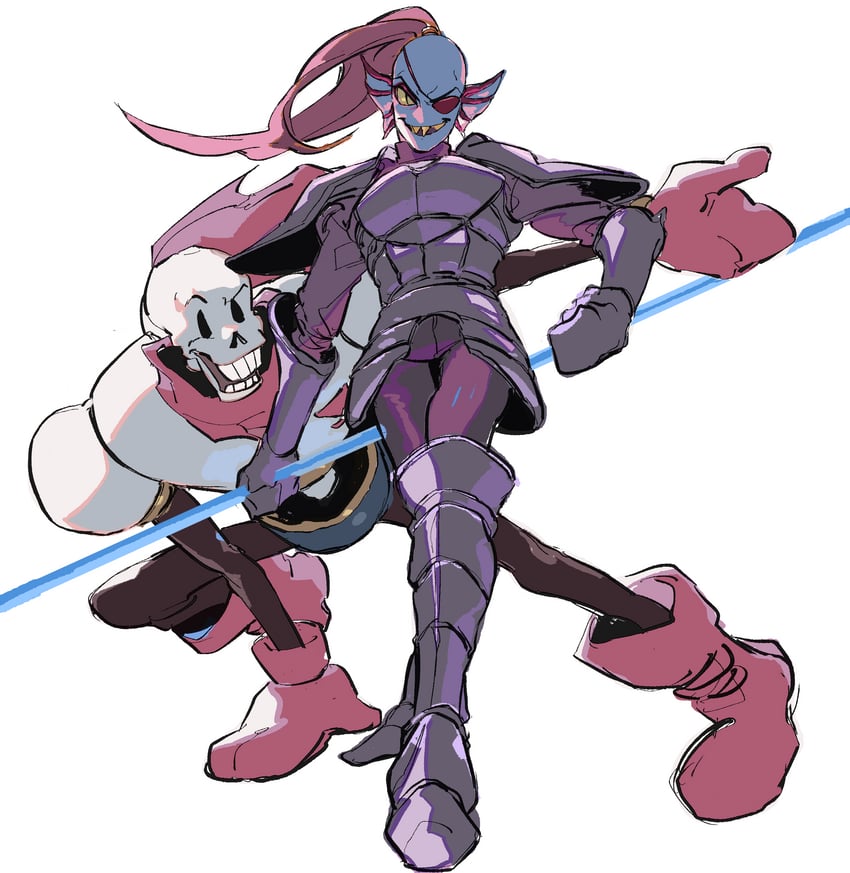 papyrus, undyne, and undyne the undying (undertale) drawn by udohepu