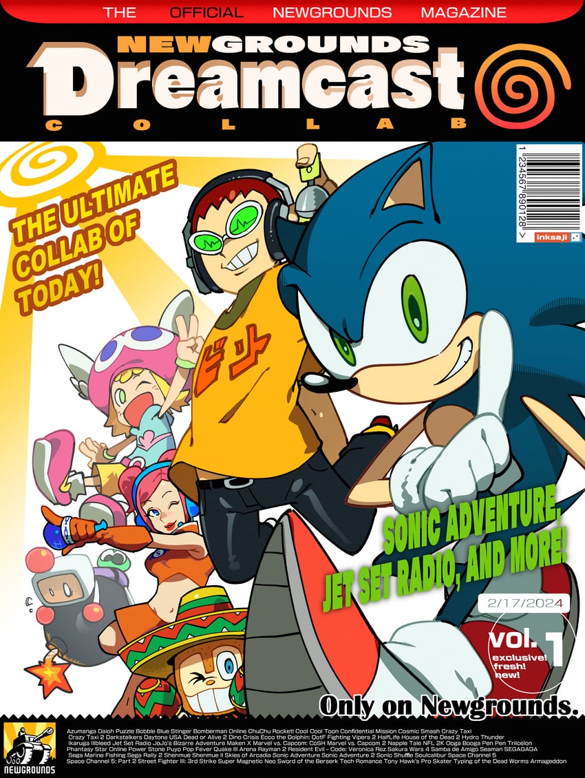 sonic the hedgehog, amitie, ulala, beat, amigo, and 1 more (sonic and 9 more) drawn by inktaru