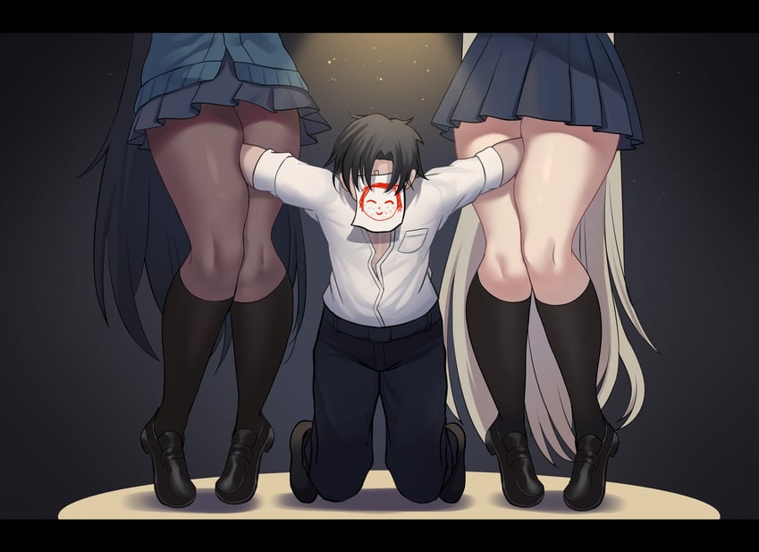 sensei, doodle sensei, asuna, and karin (blue archive) drawn by jifuwabe