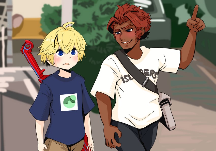 shulk, yajuu senpai, reyn, and toono (xenoblade chronicles and 2 more) drawn by gram_9