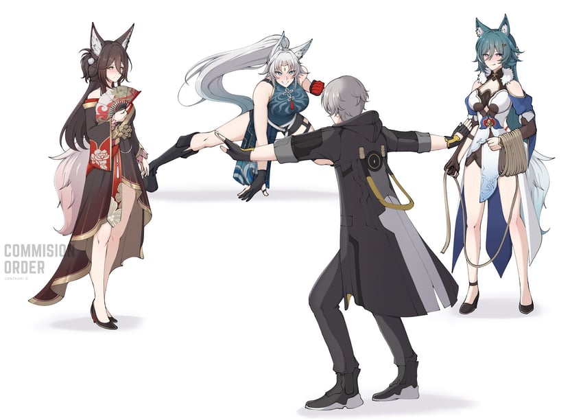 trailblazer, caelus, feixiao, tingyun, fugue, and 1 more (honkai and 1 more) drawn by centauri-d