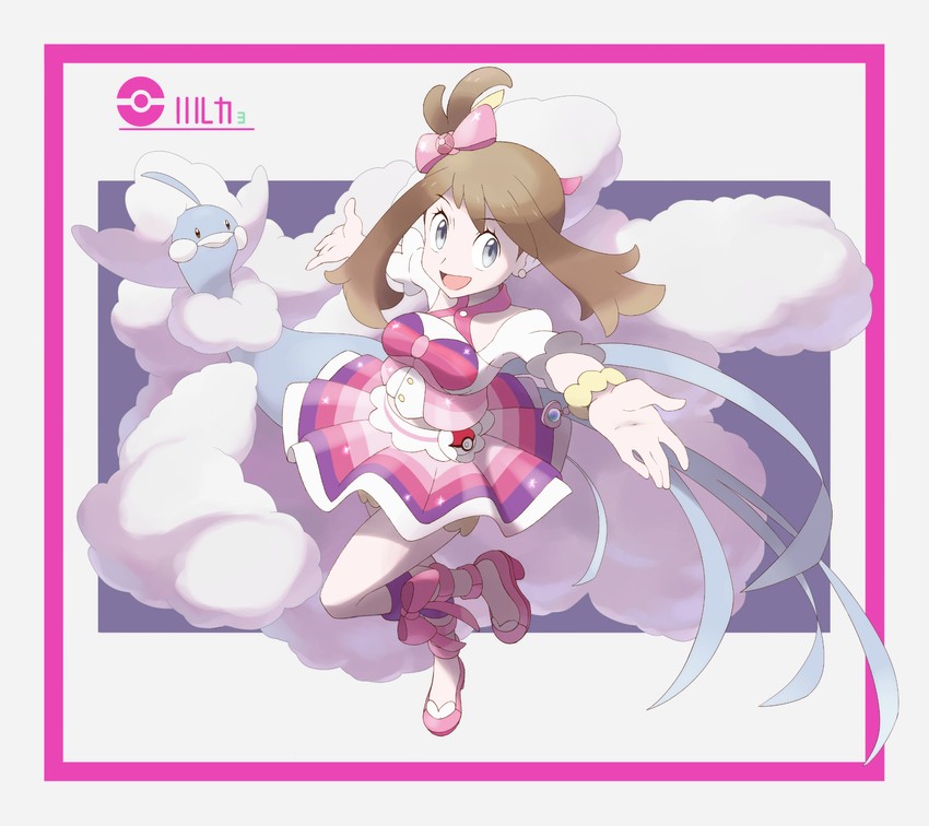 altaria, mega altaria, and may (pokemon and 1 more) drawn by nomura_(buroriidesu)