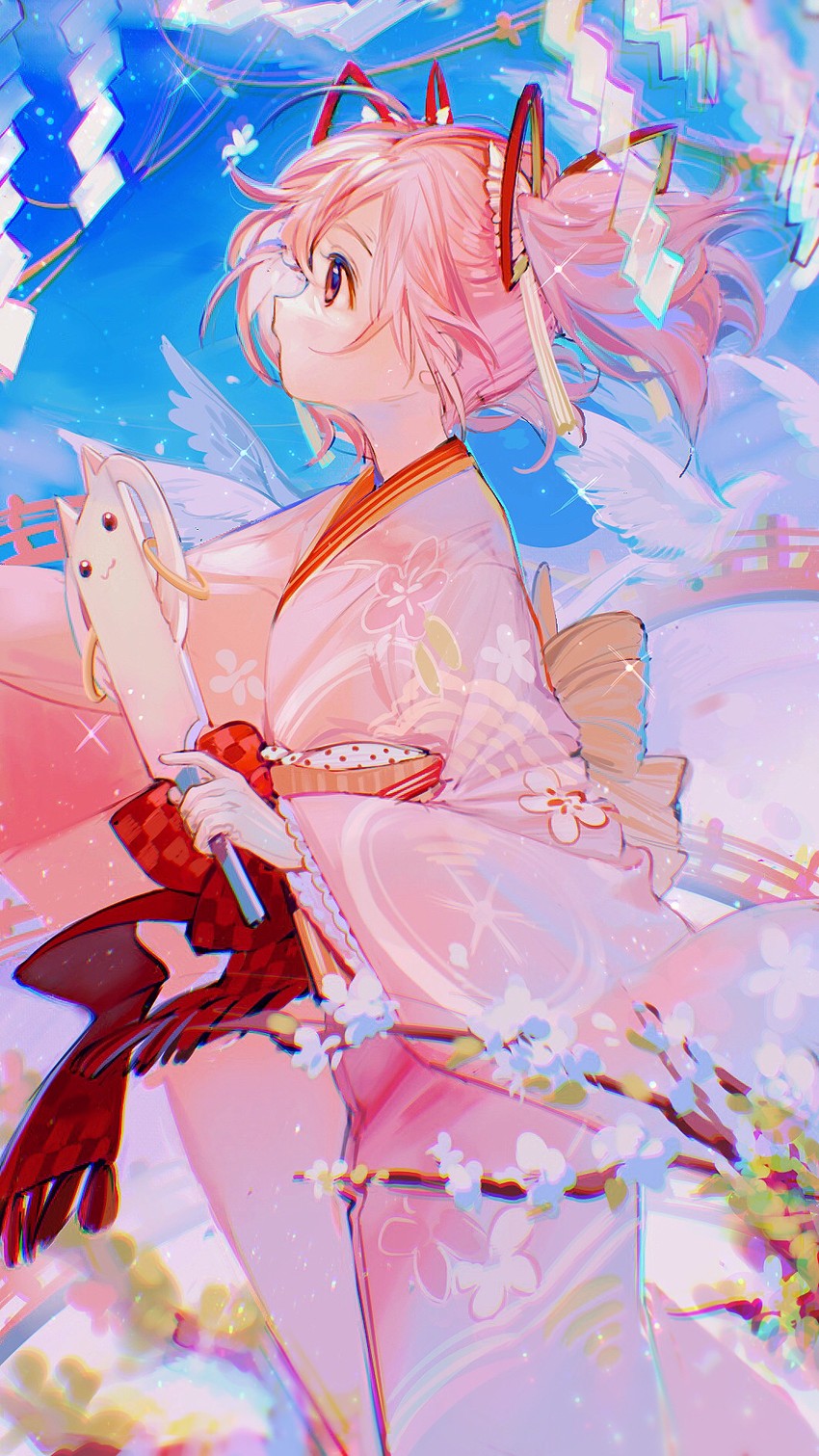 kaname madoka and kyubey (mahou shoujo madoka magica and 1 more) drawn by rumoon