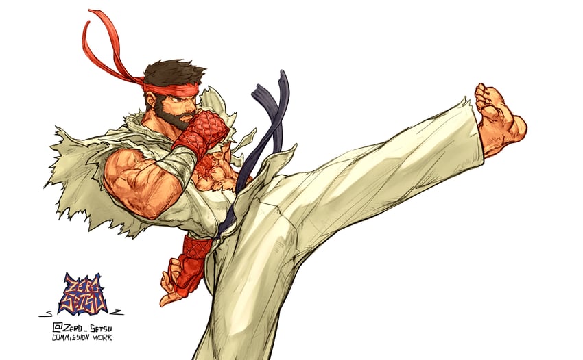 ryu (street fighter and 1 more) drawn by zero_setsu