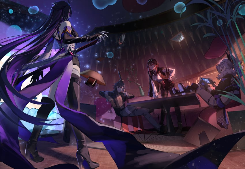 kafka, acheron, silver wolf, and blade (honkai and 1 more) drawn by meltyrice