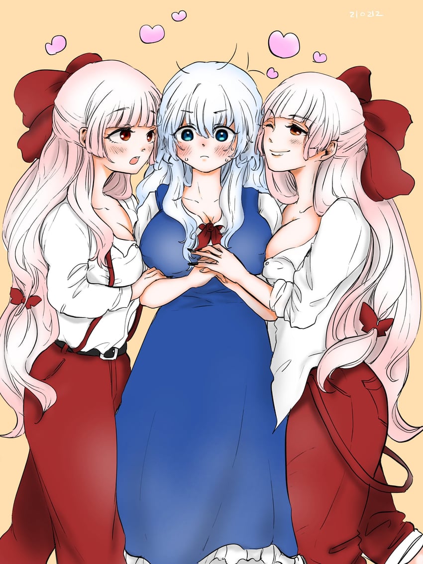 fujiwara no mokou and kamishirasawa keine (touhou) drawn by bacchus-0099