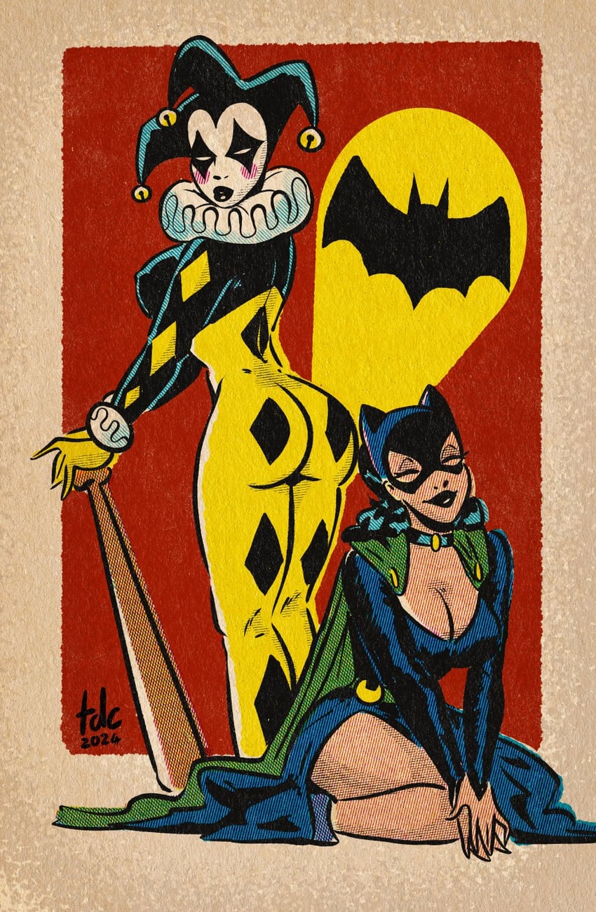 harley quinn, catwoman, and selina kyle (dc comics and 1 more) drawn by thedarkcartoon