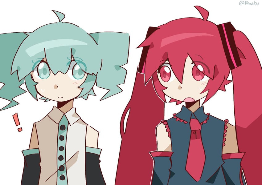 hatsune miku and kasane teto (vocaloid and 1 more) drawn by koasku
