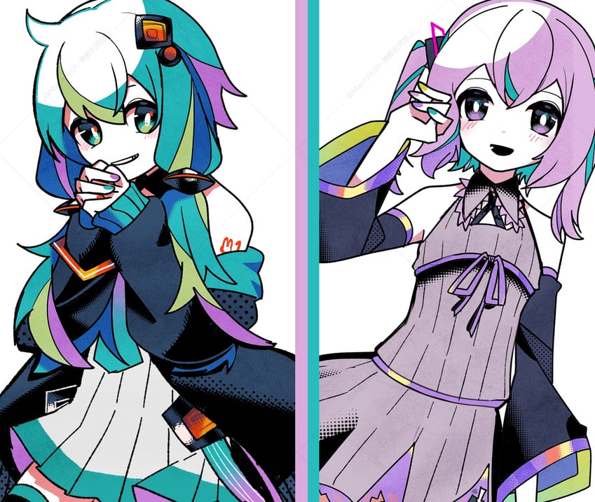 hatsune miku and yuzuki yukari (vocaloid and 1 more) drawn by machigami_yoh