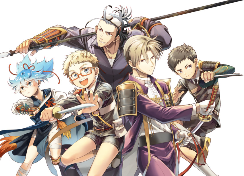 sayo samonji, heshikiri hasebe, atsushi toushirou, hakata toushirou, and nihongou (touken ranbu) drawn by fuku_(pukuyan)