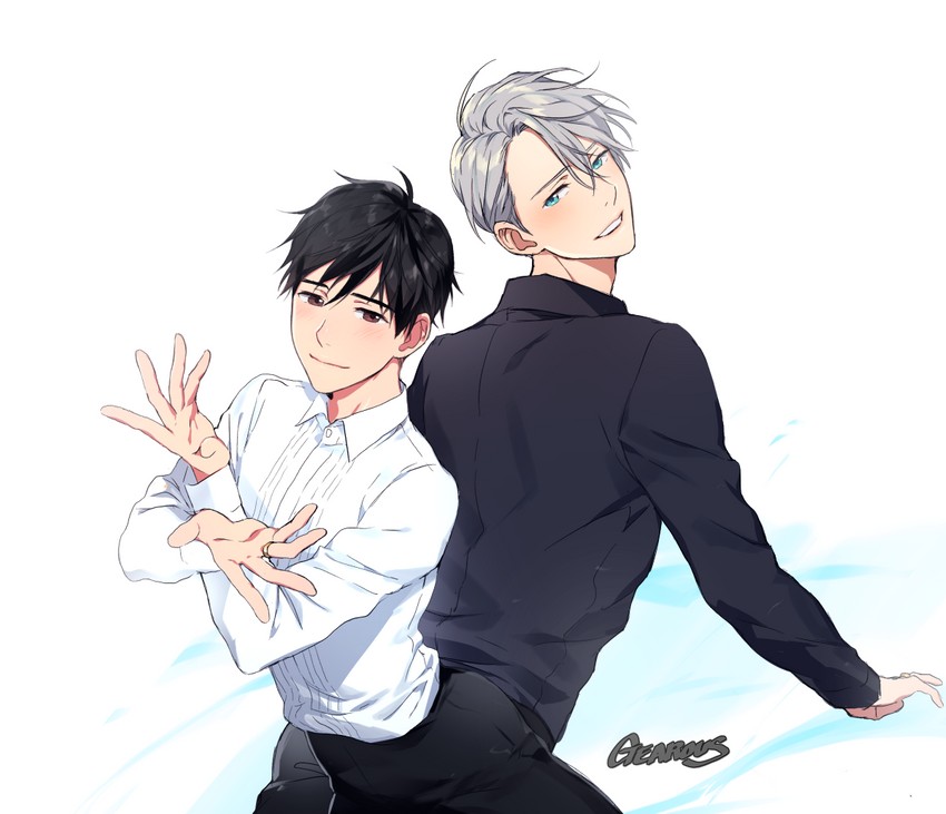 katsuki yuuri and viktor nikiforov (yuri!!! on ice) drawn by gearous