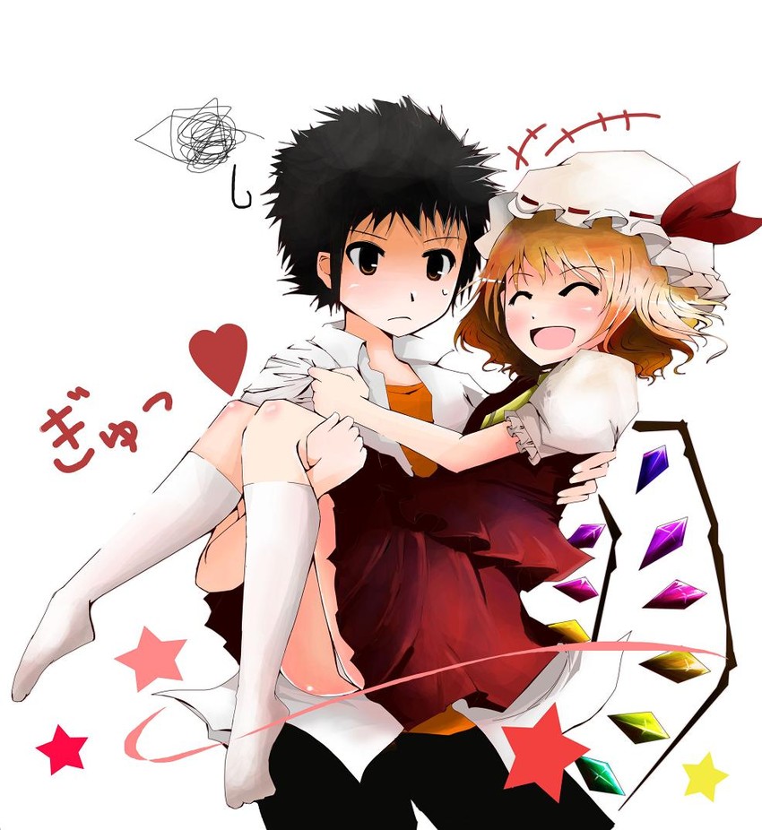 flandre scarlet and kamijou touma (touhou and 1 more) drawn by arano_oki