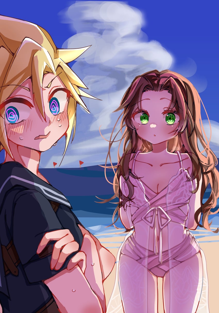 cloud strife and aerith gainsborough (final fantasy and 2 more) drawn by vciuzsj4dx7tmz0