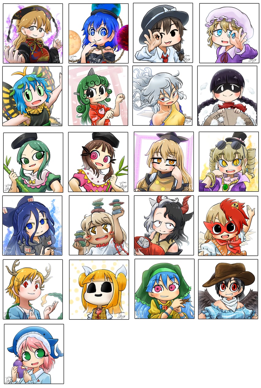 usami renko, maribel hearn, junko, hecatia lapislazuli, yorigami shion, and 16 more (touhou) drawn by chamaji